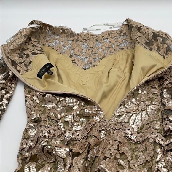 TADASHI SHOJI Sequin Embroidered Gold Gown Size 2 - Picture 13 of 16